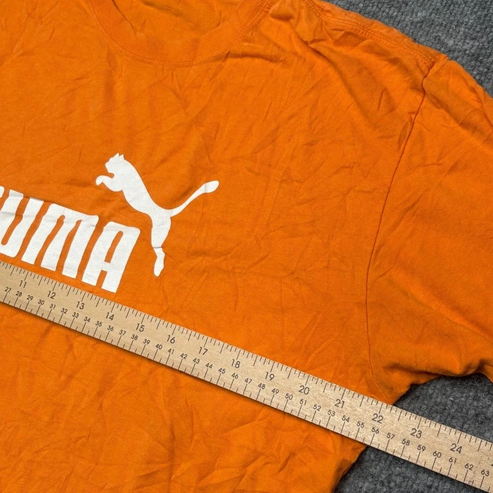 Puma Mens Graphic Logo T-Shirt Orange Cotton Short Sleeve‎ Tee Size Medium M